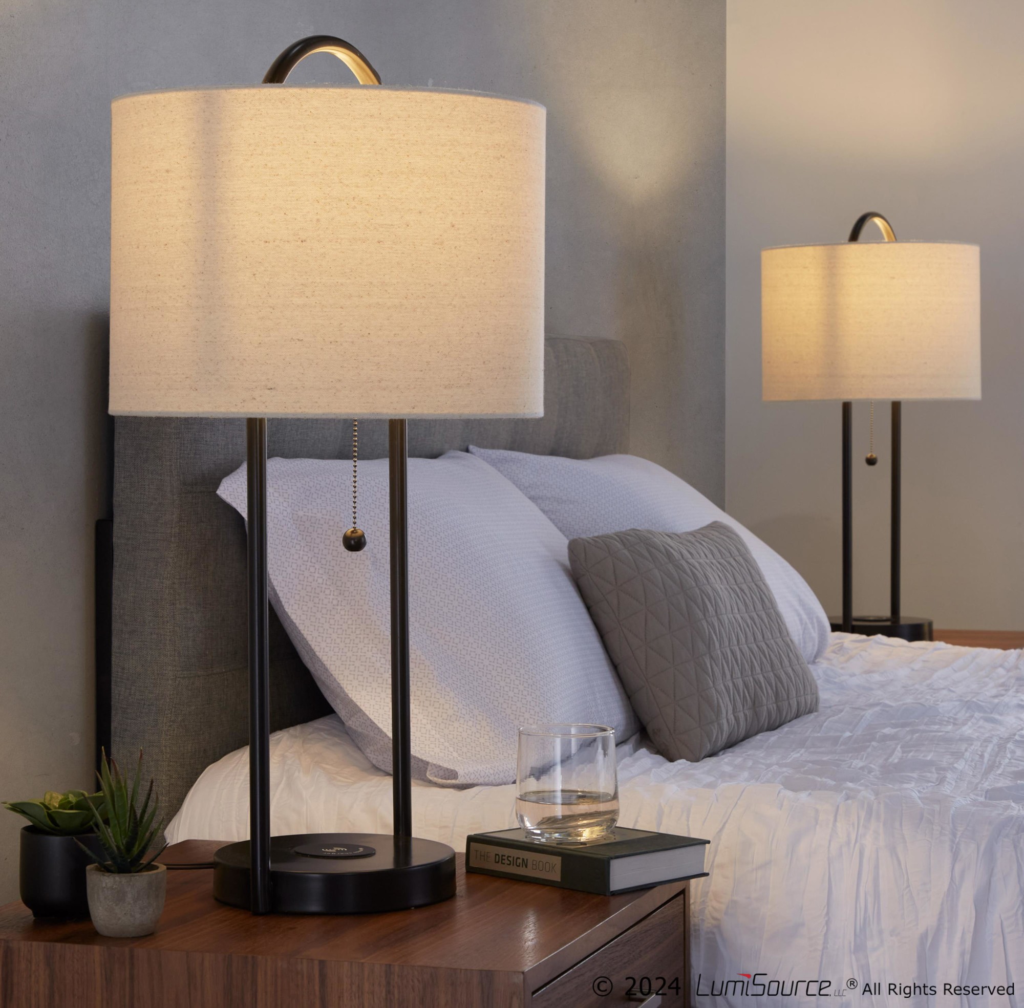 Porto 28" Metal Table Lamp With Wireless Charging - Set Of 2